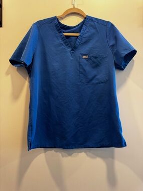 Figs Women's Royal Blue Catarina V-Neck Scrub Top M